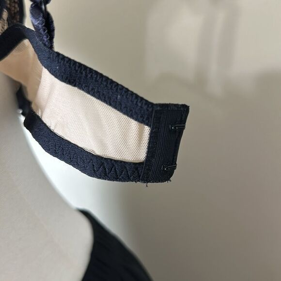 LILY OF FRANCE 36C Black Beige Unlined Lace Mesh Underwire Bra - Picture 9 of 11
